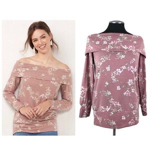 LC Lauren Conrad - Off Shoulder Floral Sweatshirt - Medium - NWT